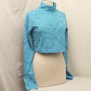 Oiselle Blue Patterned Crop Top